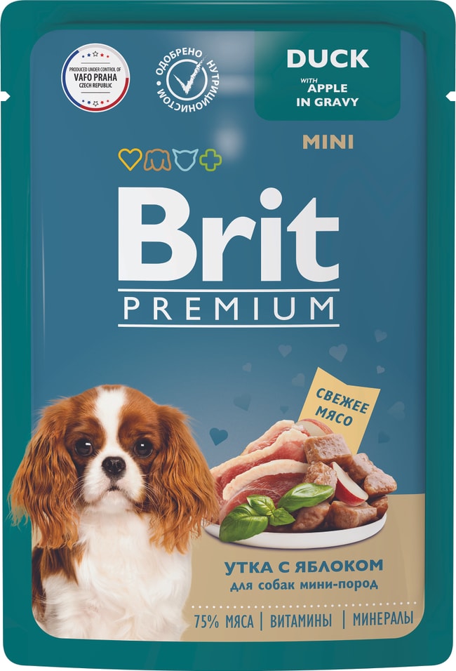 Влажный корм для собак Brit Premium для миниатюрных пород Утка с яблоком 85г (упаковка 14 шт.)