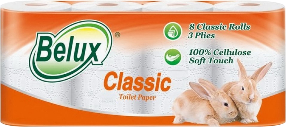 Туалетная бумага Belux Classic 8 рулонов 3 слоя