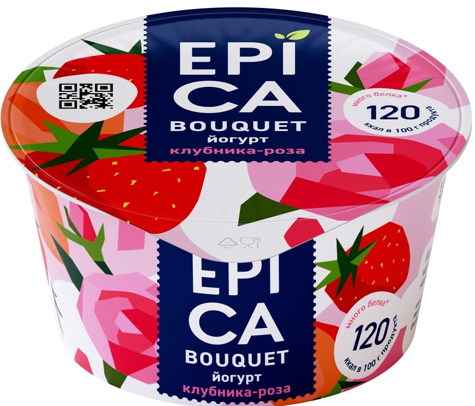 Йогурт Epica Bouquet Клубника-роза 4.8% 130г