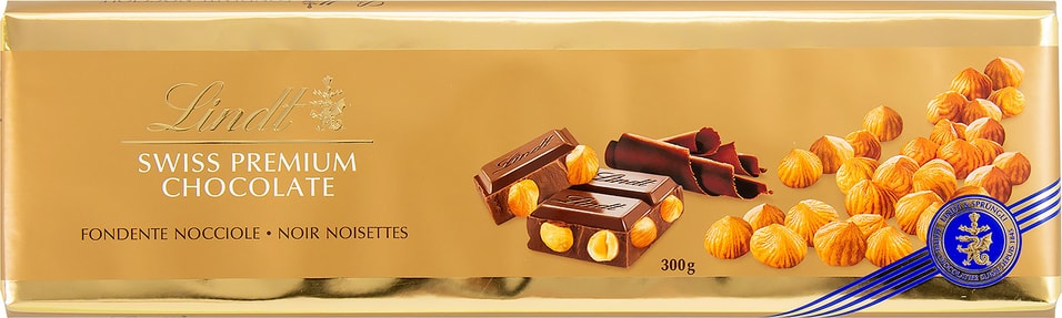 Шоколад Lindt Темный с цельным обжаренным фундуком 300г 450₽