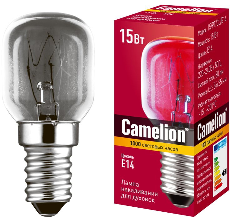 Лампа накаливания Camelion для духовок E14 15Вт
