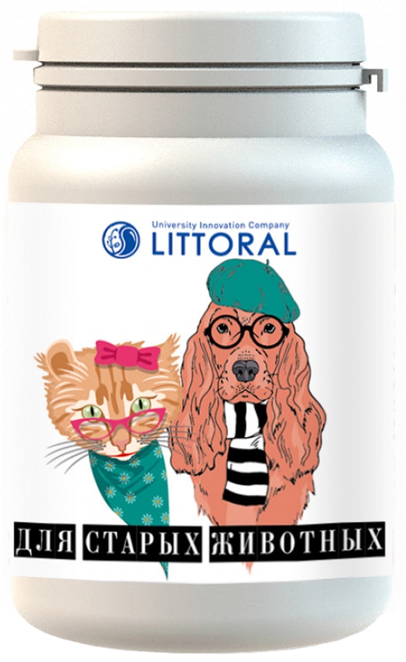 Лакомство для старых животных кошек и собак Littoral Витаминное 80 таблеток