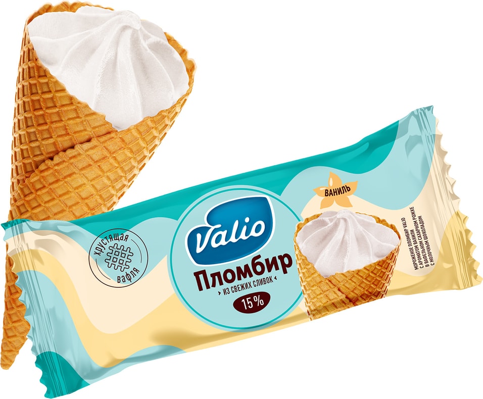 Отзывы о Мороженом Valio пломбир с ароматом ванили в вафельном сахарном рожке с молочным шоколадом  90г