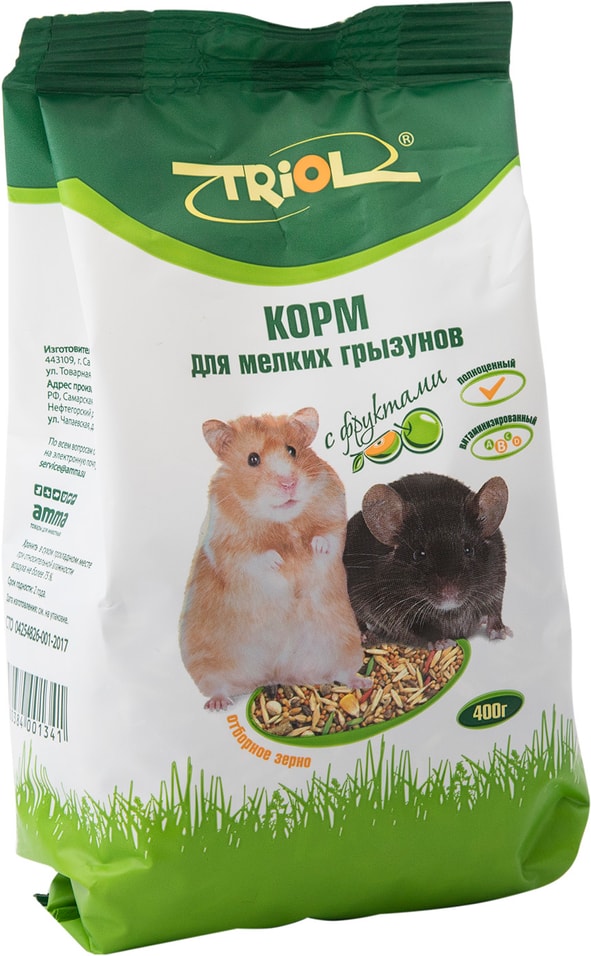 Корм для мелких грызунов Triol с фруктами 400г