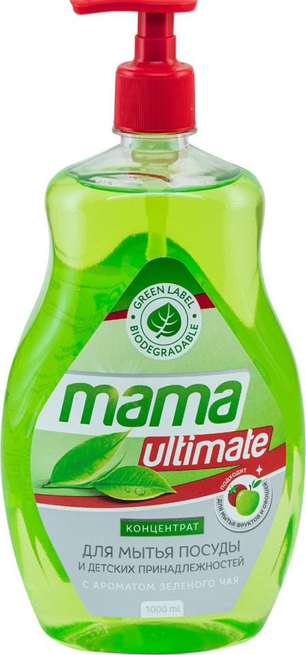 Средство для мытья посуды и детских принадлежностей Mama Ultimate с ароматом зеленого чая 1л