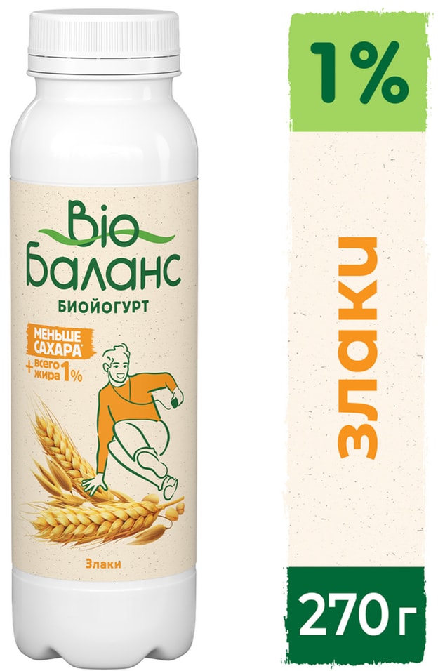 Биойогурт питьевой Bio Баланс со злаками 1% 270г