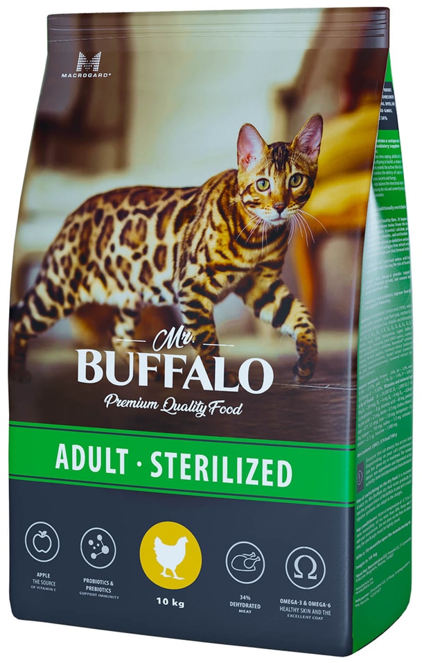 Сухой корм для кошек Mr.Buffalo Sterilized с курицей 10кг