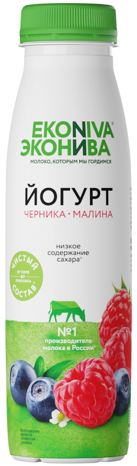 Йогурт питьевой ЭкоНива Черника-Малина 2.5% 300г