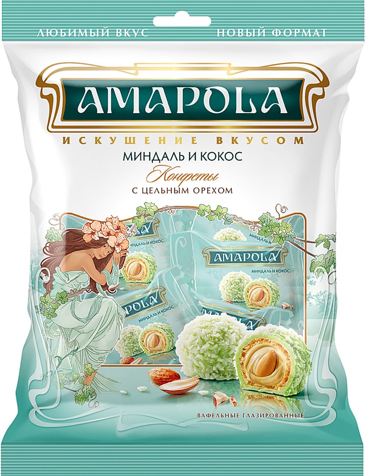 Конфеты Amapola Миндаль и кокос 120г от Vprok.ru