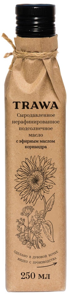 Масло подсолнечное Trawa сыродавленное с эфирным маслом кориандра 250мл