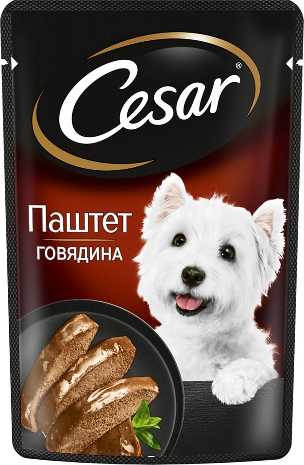 Влажный корм для собак Cesar Паштет с говядиной 80г 34₽