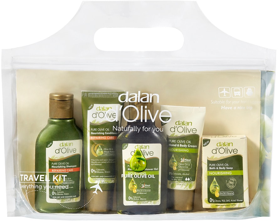 Дорожный набор Dalan D Olive Шампунь для волос Восстанавливающий 50мл + Кондиционер лосьон для волос 25мл + Крем для рук