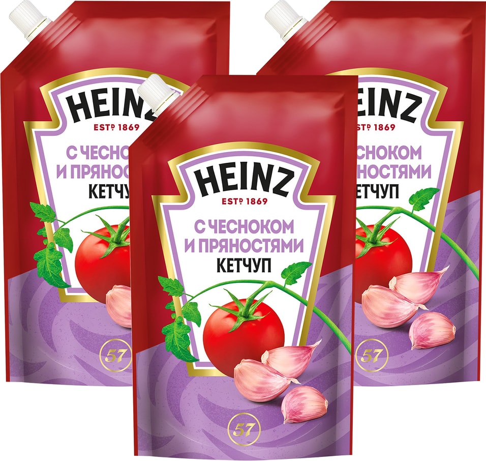 Кетчуп Heinz с чесноком и пряностями 320г (упаковка 3 шт.)