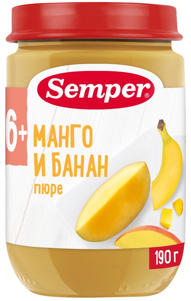 Пюре Semper Манго и банан с 6 месяцев 190гс доставкой!
