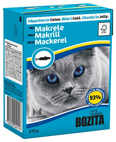 Влажный корм для кошек Bozita Mackerel кусочки в желе со скумбрией 370г