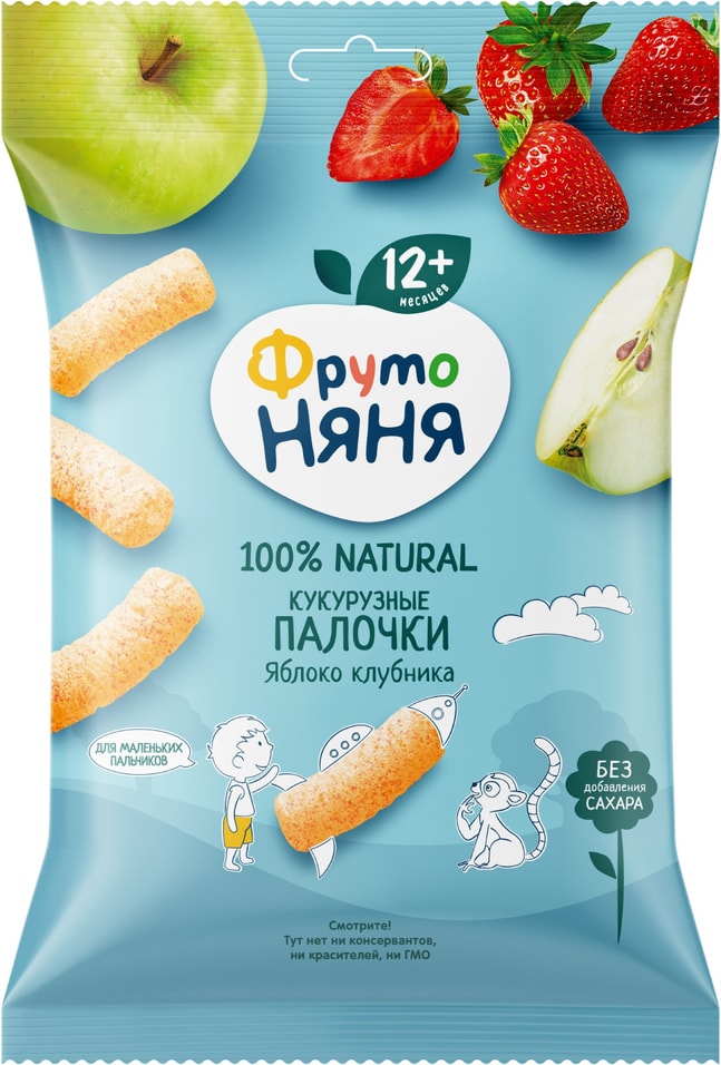 Палочки кукурузные ФрутоНяня Яблоко клубника 20г 67₽