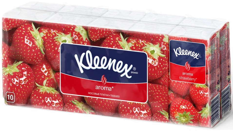 Носовые платки Kleenex Клубника 10шт Доставим до двери 169₽