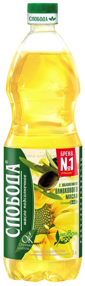 Масло подсолнечное Слобода с добавлением оливкового 1л от Vprok.ru