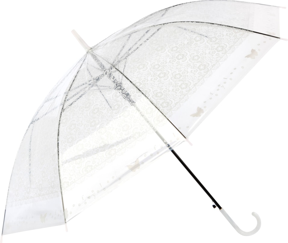 Зонт-трость Рыжий кот Basic полуавтоматический белый 90см