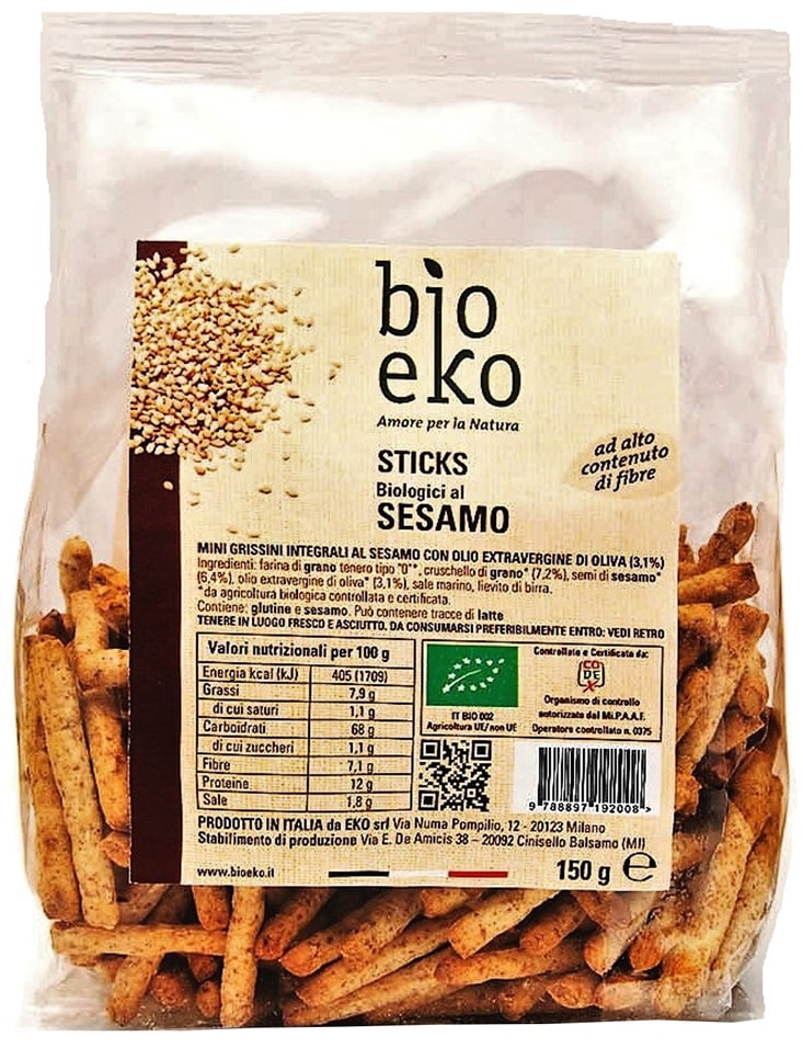 Палочки хлебные Eko Bio с кунжутом 150г