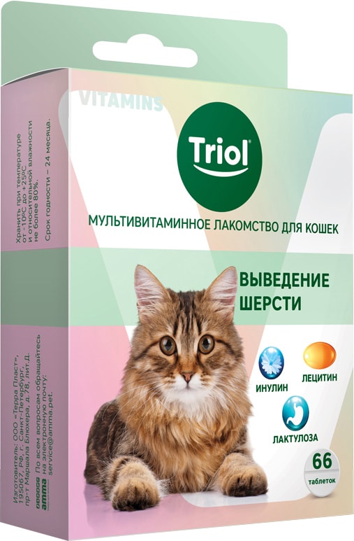 Лакомство для кошек Тriol Мультивитаминное Выведение шерсти 33г
