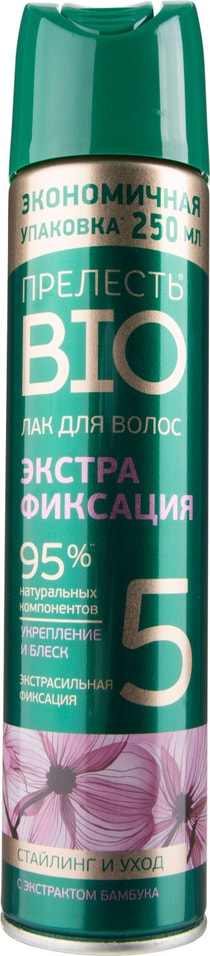 Лак для волос Прелесть Био экстрафиксация с экстрактом бамбука 250мл от Vprok.ru