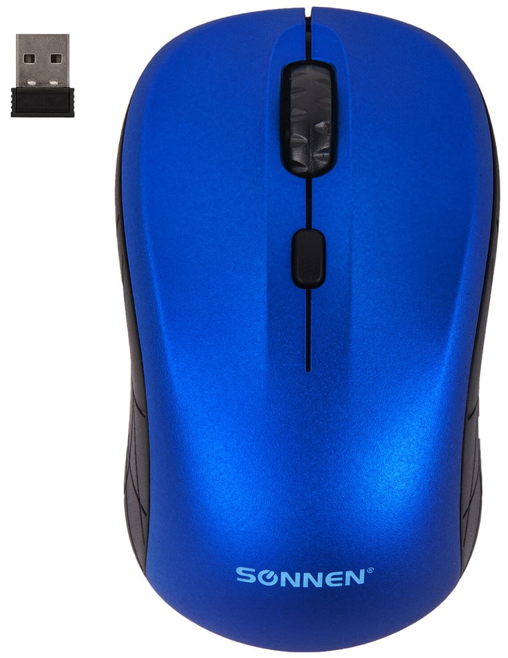 Мышь беспроводная Sonnen V111 USB 800 1200 1600dpi 4 кнопки оптическая синяя от Vprok.ru