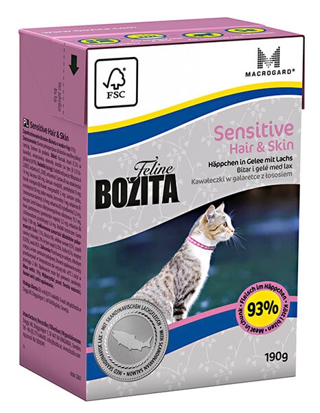 Влажный корм для кошек Bozita Sensitive Hair&Skin кусочки в желе с лососем 190г Влажный корм для кошек Bozita Sensitive Hair&Skin кусочки в желе с лососем 190г
