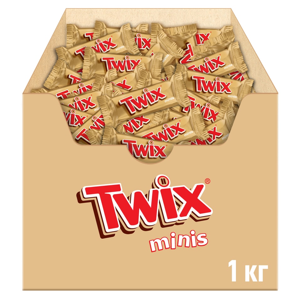 Конфеты шоколадные Twix minis с карамелью печеньем 1кг