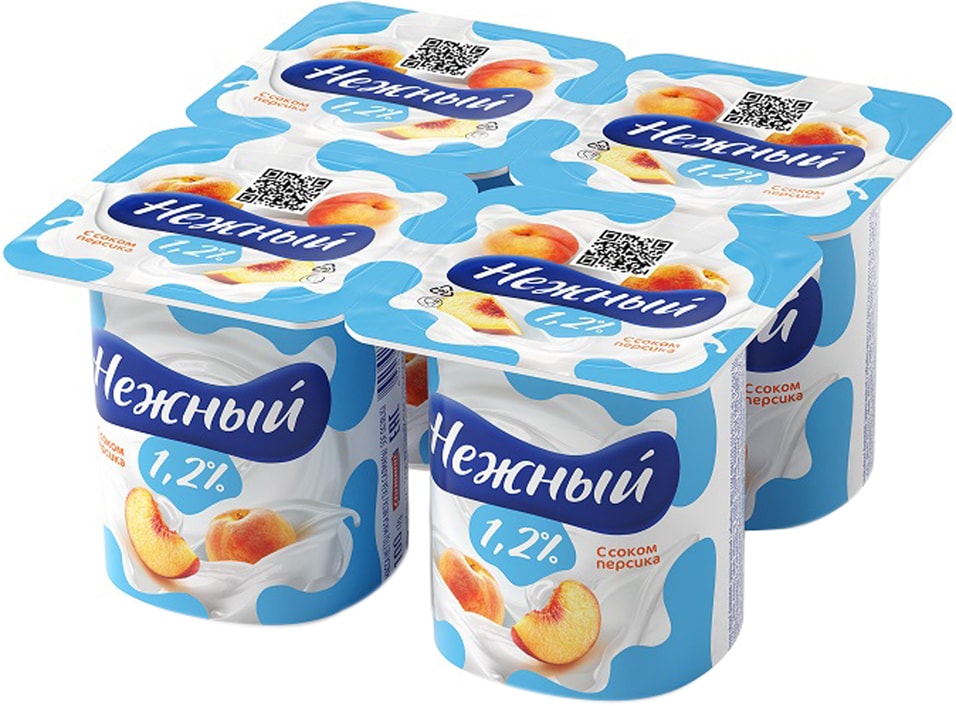 Продукт йогуртный Campina Нежный с соком персика 1.2% 4шт*100г