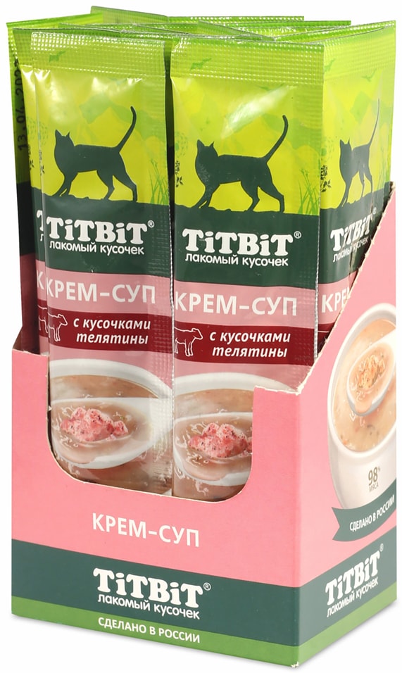 Крем-суп для кошек TiTBiT Лакомый кусочек с  телятиной 10г*16шт
