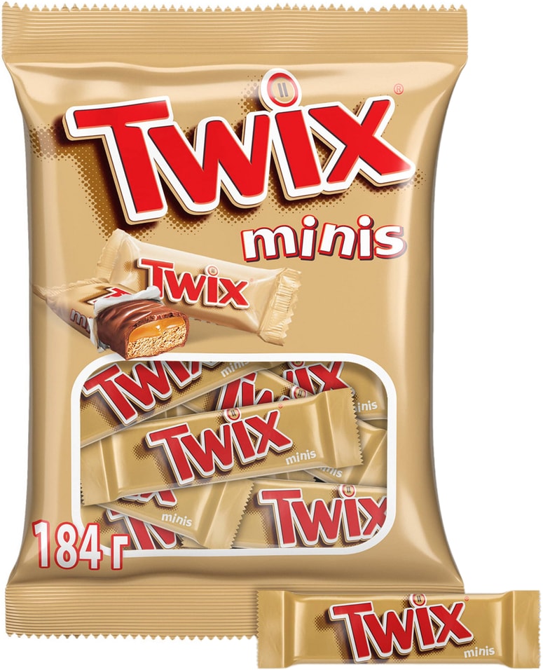 Шоколадный батончик Twix Minis с карамелью и шоколадом 184г 229₽