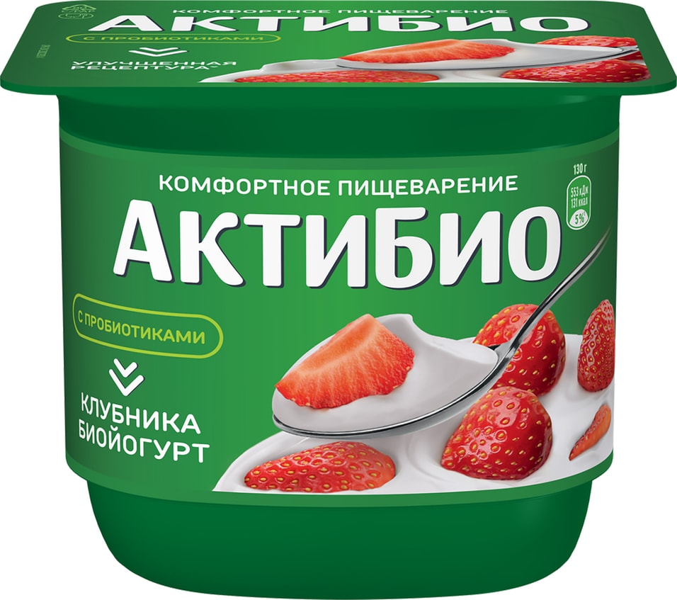 Био йогурт АКТИБИО Blactis с бифидобактериями клубника 2.9% 130г