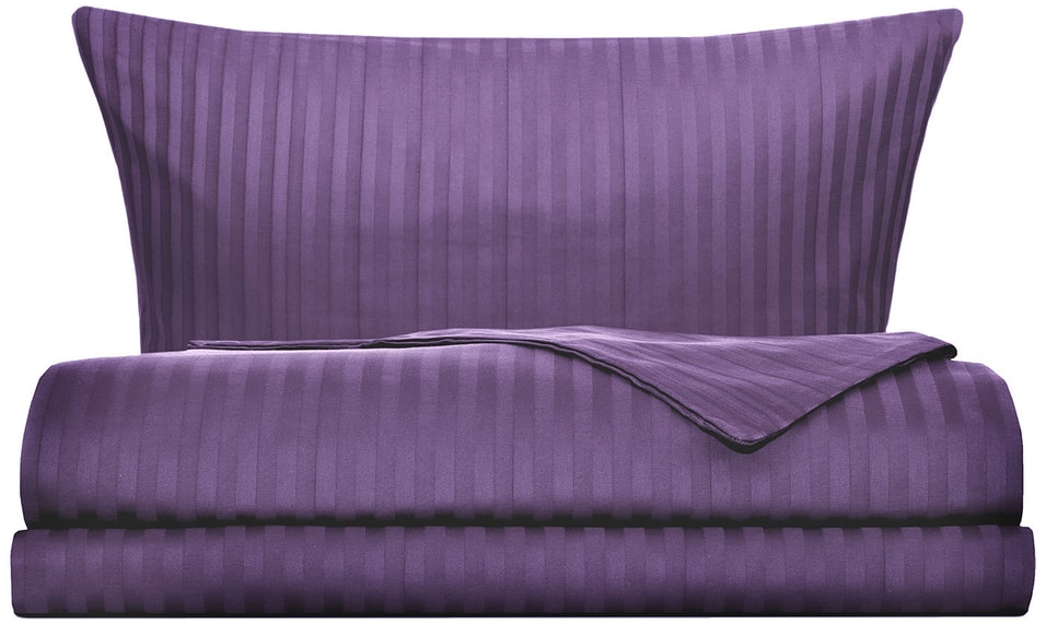 Комплект постельного белья Cottonika Страйп-сатин Сиреневый 2-спальный 70*70см