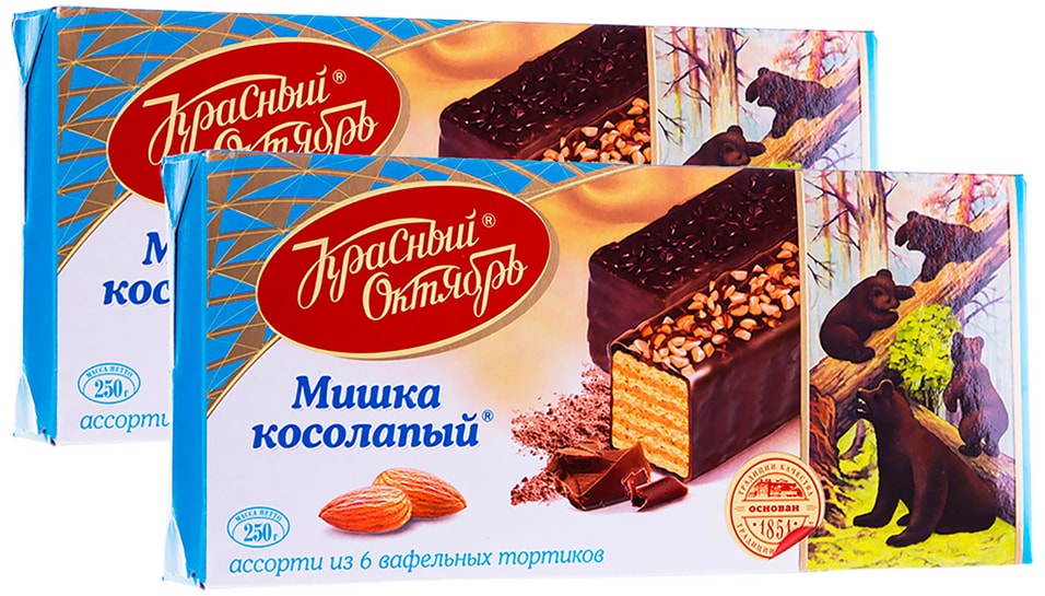 Вафельный торт Красный Октябрь Мишка косолапый 250г (упаковка 2 шт.)