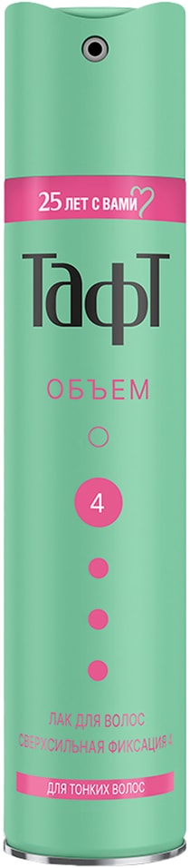 Лак для укладки волос Тафт Объем для тонких волос сверхсильная фиксация 225мл 339₽