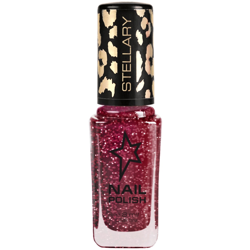 Лак для ногтей Stellary Nail polish тон 21 темно-красный с блестками 8мл 189₽