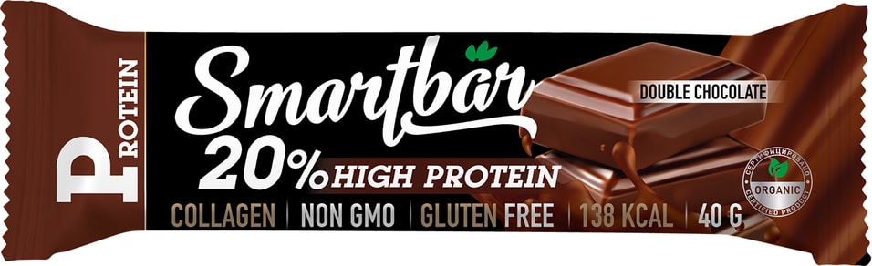 Батончик протеиновый Smartbar Protein с шоколадом в темной глазури 40г