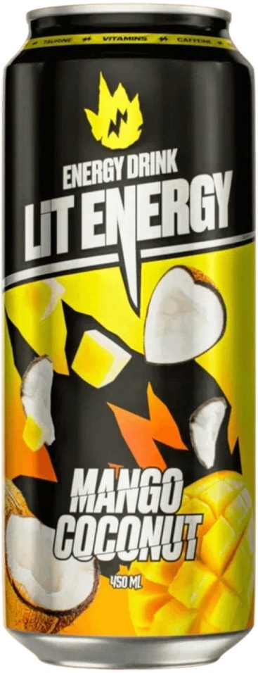 Напиток энергетический Lit Energy Mango Coconut безалкогольный тонизирующий газированный 450мл
