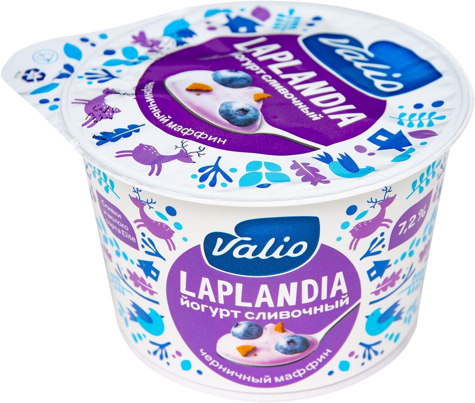 Йогурт Valio Laplandia сливочный Черничный Маффин 7.2% 180г от Vprok.ru