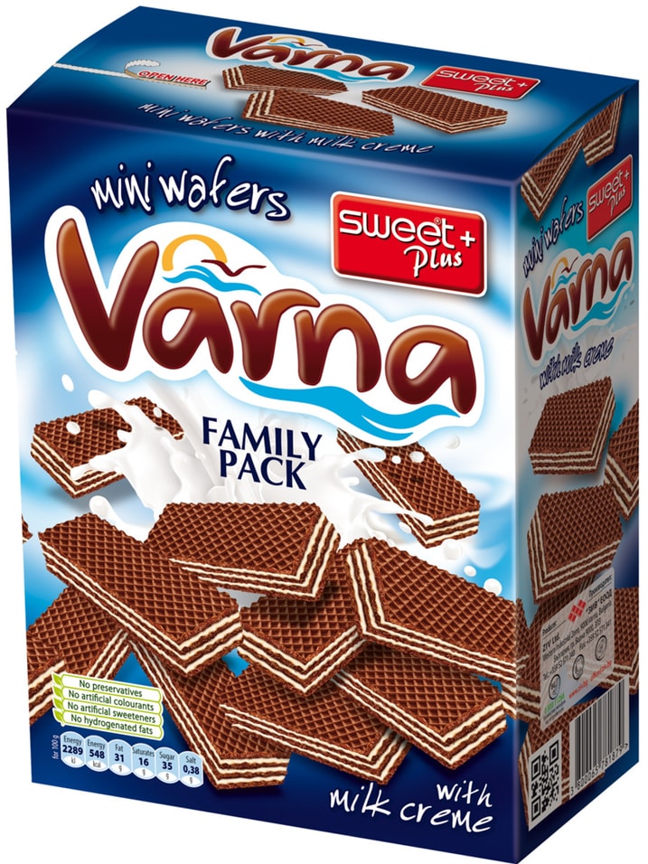 Вафли Sweet Plus Varna Мини с молочным кремом 200г