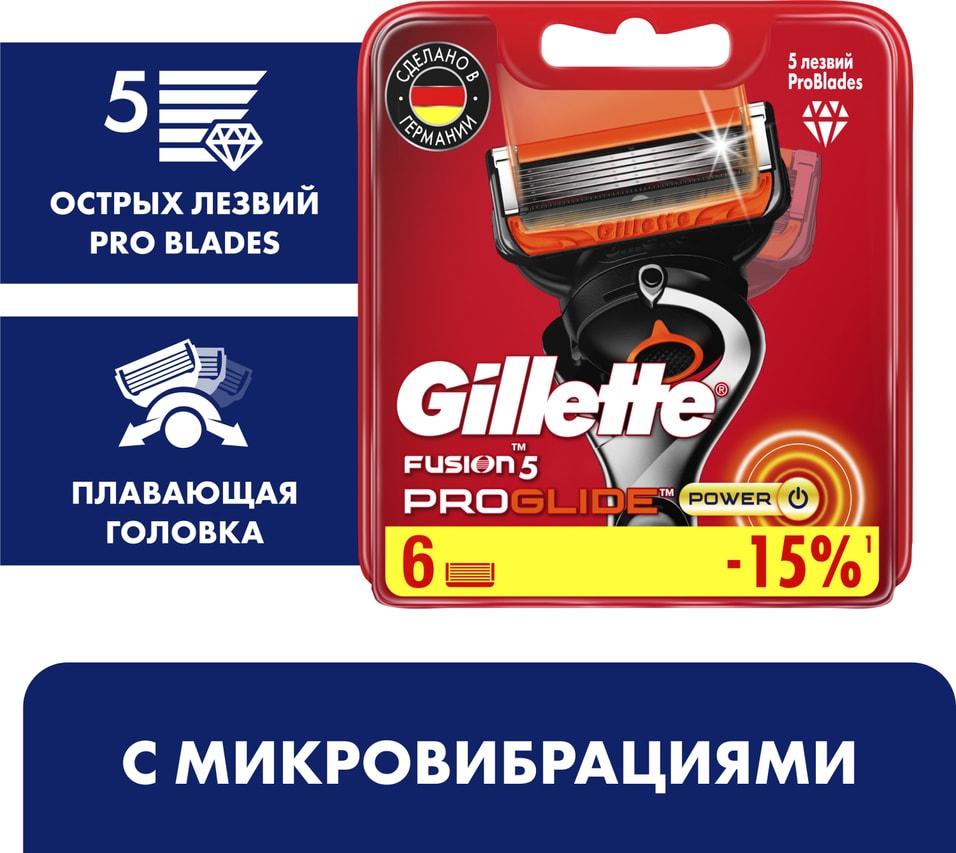 Кассеты для бритья Gillette Fusion 5 ProGlide Power 6шт