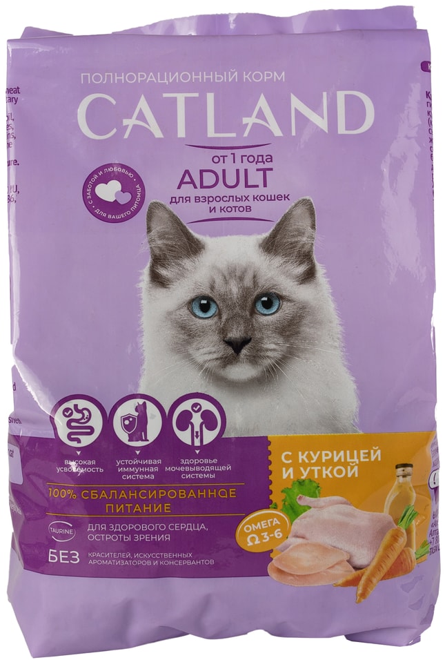 Сухой корм для кошек Catland полнорационный с курицей и уткой 350г