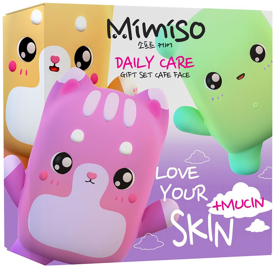 Подарочный набор Mimiso Daily care Гоммаж для лица 100мл + Пенка алое 100мл + Маска для лица 100мл от Vprok.ru