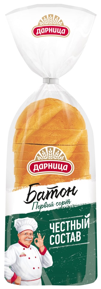 Батон Дарница Нарезной Первый сорт нарезка 350г
