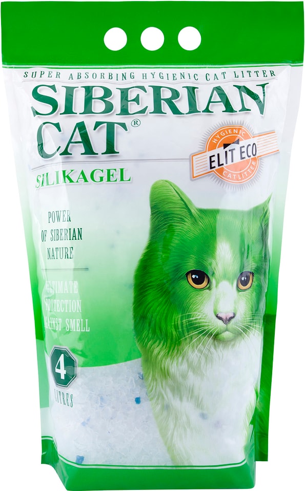 Наполнитель для кошачьего туалета Сибирская кошка Элита ЭКО силикагель 4л