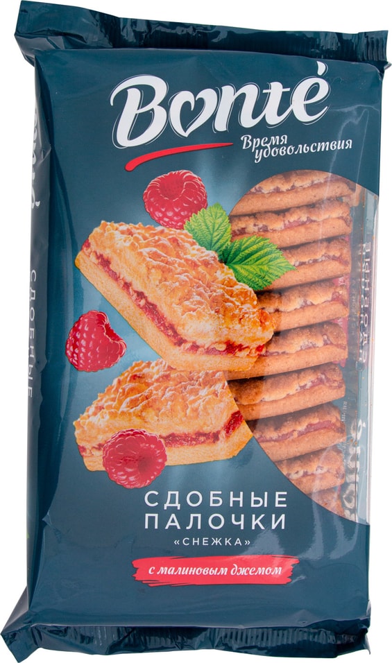 Печенье Bonte Снежка Сдобные палочки с малиновым джемом 370г от Vprok.ru