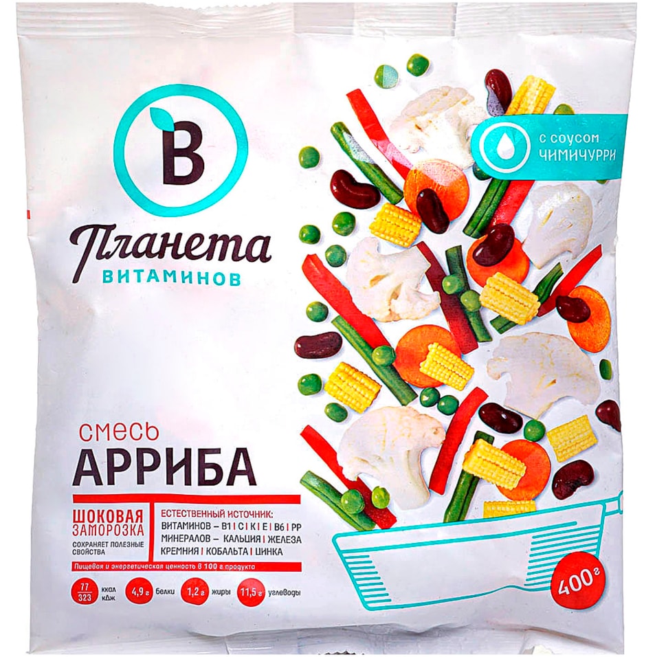 Смесь овощная Планета Витаминов Арриба с соусом чимичурри быстрозамороженная 400г 239₽