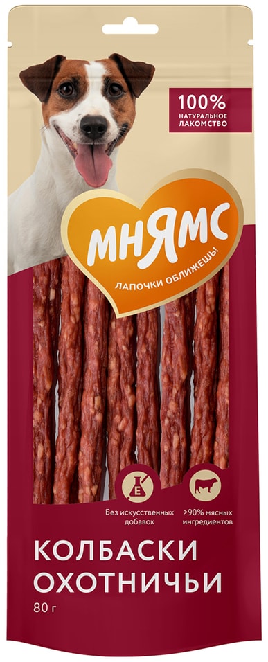 Лакомство для собак Мнямс колбаски охотничьи 80г