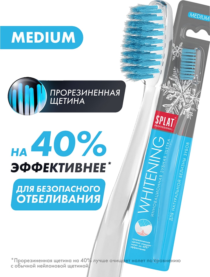 Зубная щетка Splat Whitening средняя (Голубая)